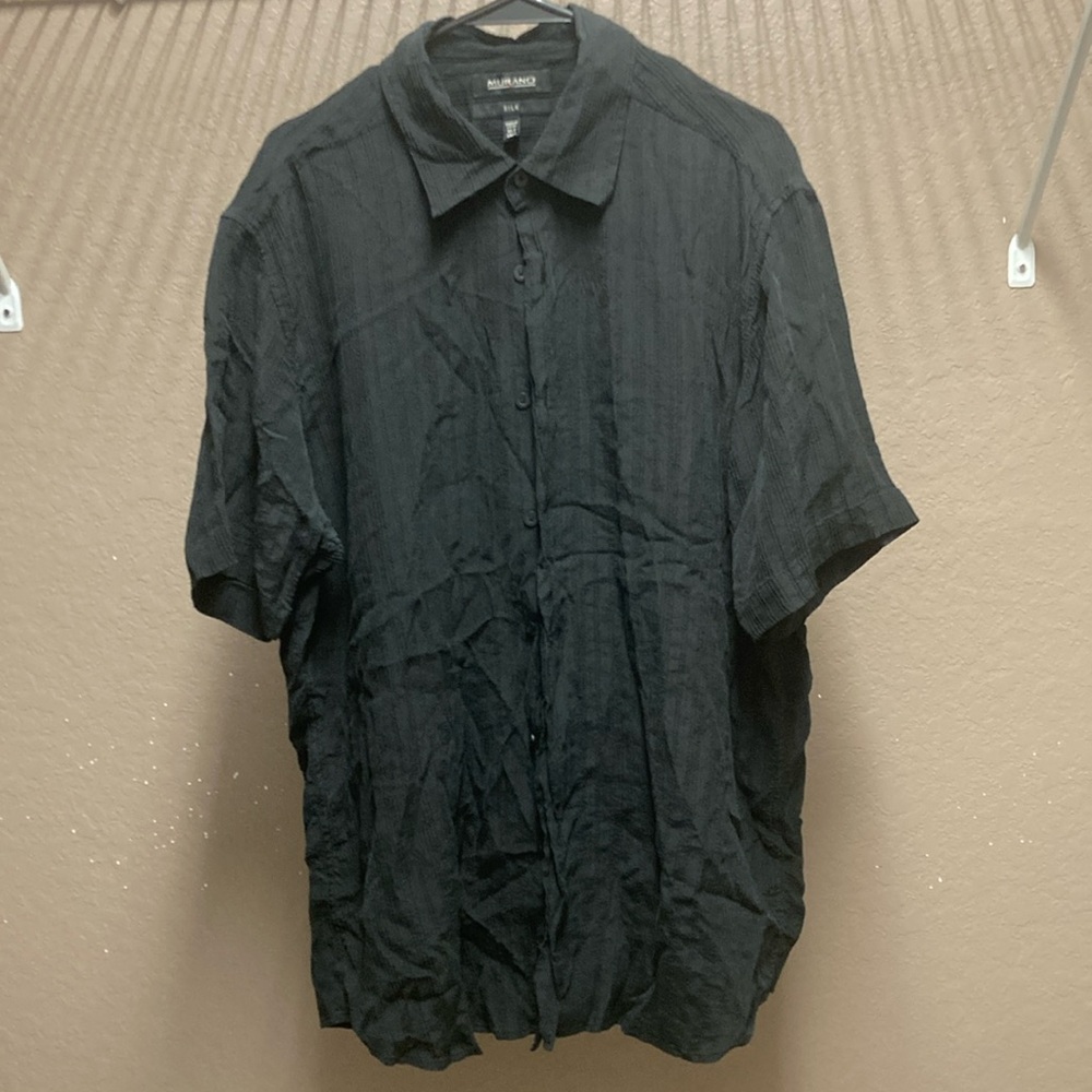 Murano Silk Dress Shirt, Mens button down, size XLT Tall, Black